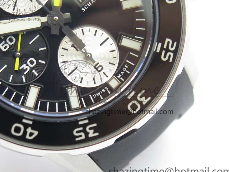 MIROTIME 0103 Aquatimer Chrono IW376702 SS BLS 1:1 Best Edition Black Dial on Black Rubber Strap A WellDesigned 7105